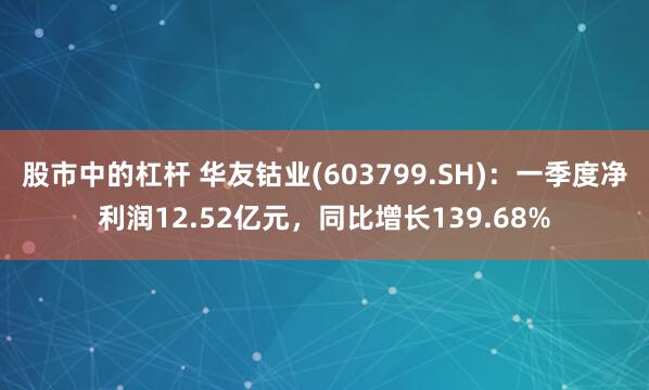 股市中的杠杆 华友钴业(603799.SH)：一季度净利润12.52亿元，同比增长139.68%