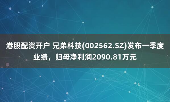 港股配资开户 兄弟科技(002562.SZ)发布一季度业绩，归母净利润2090.81万元