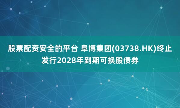 股票配资安全的平台 阜博集团(03738.HK)终止发行2028年到期可换股债券