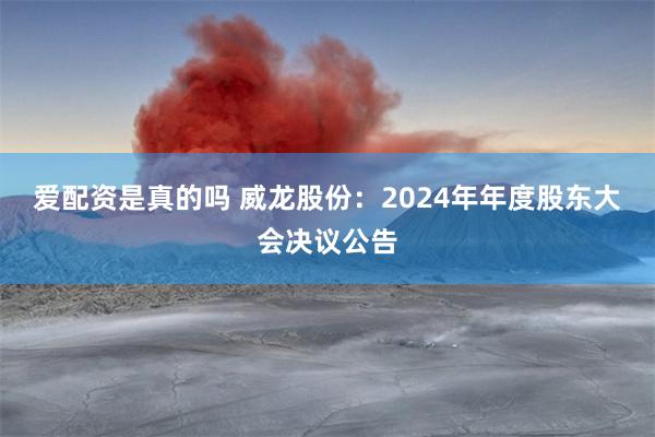爱配资是真的吗 威龙股份：2024年年度股东大会决议公告