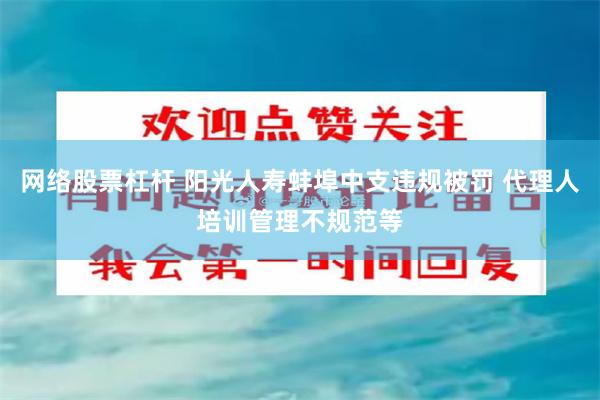 网络股票杠杆 阳光人寿蚌埠中支违规被罚 代理人培训管理不规范等