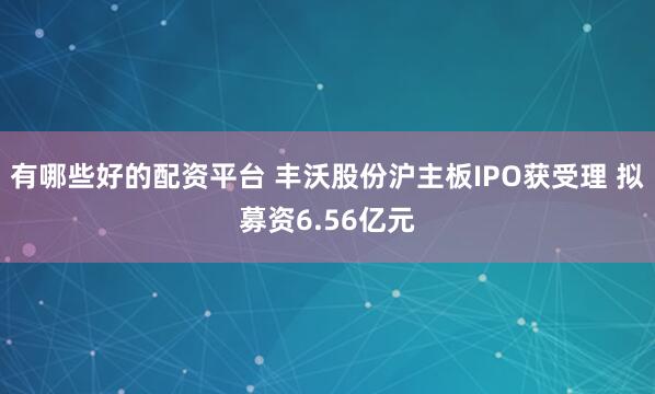 有哪些好的配资平台 丰沃股份沪主板IPO获受理 拟募资6.56亿元