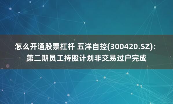怎么开通股票杠杆 五洋自控(300420.SZ): 第二期员工持股计划非交易过户完成